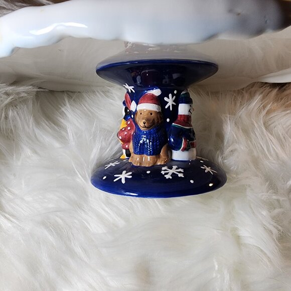 Vintage 2000 St. Nicholas Square “Holiday Friends” Christmas Pedestal Cake Stand - Picture 6 of 7